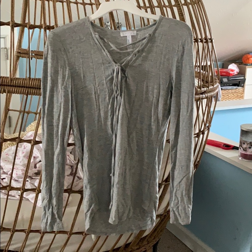 Lace up front long sleeve shirt